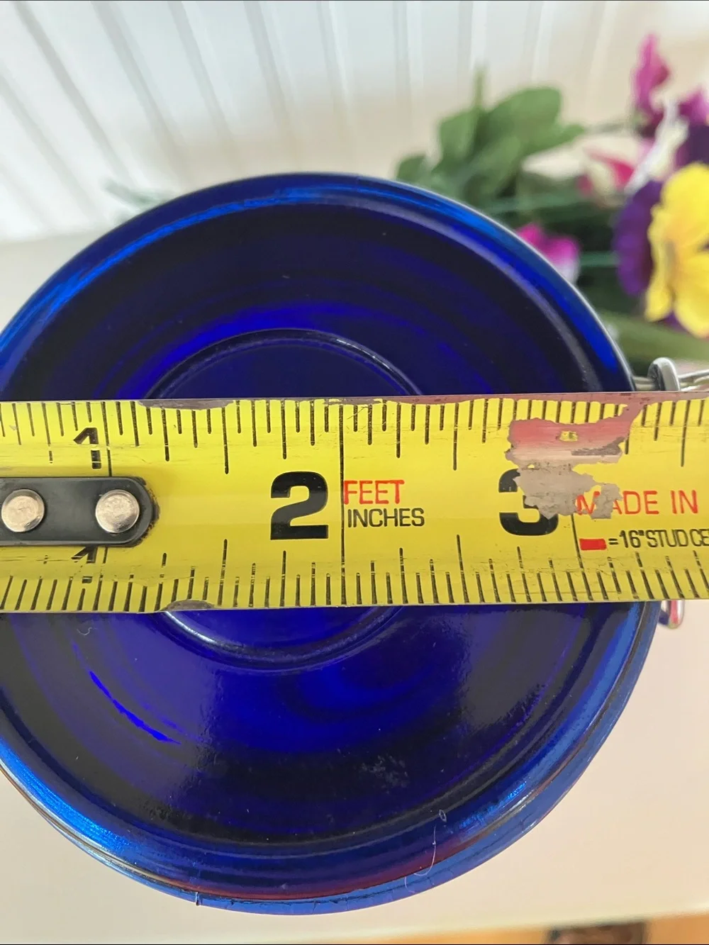 Cobalt Blue Cylinder Glass Jar With Wire Clamp Hinged Lid
